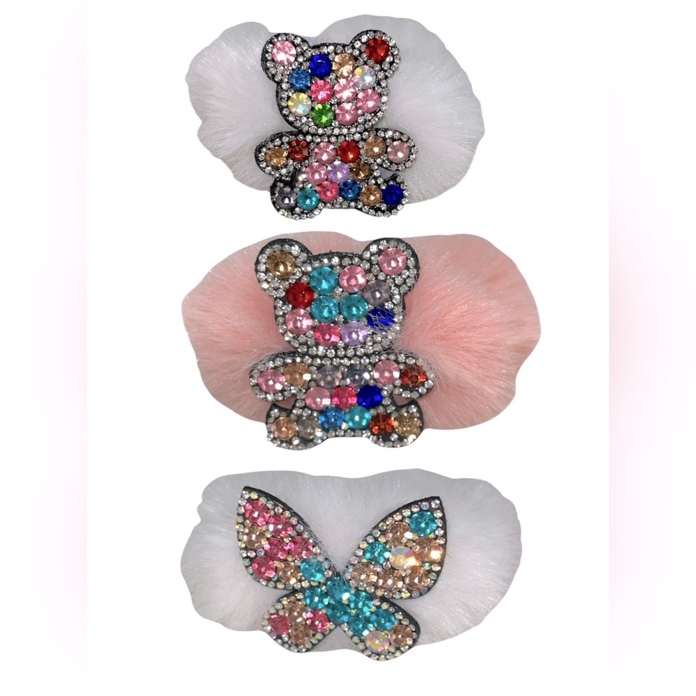 FUZZY JEWELED ELASTIC HAIR SCRUNCHY